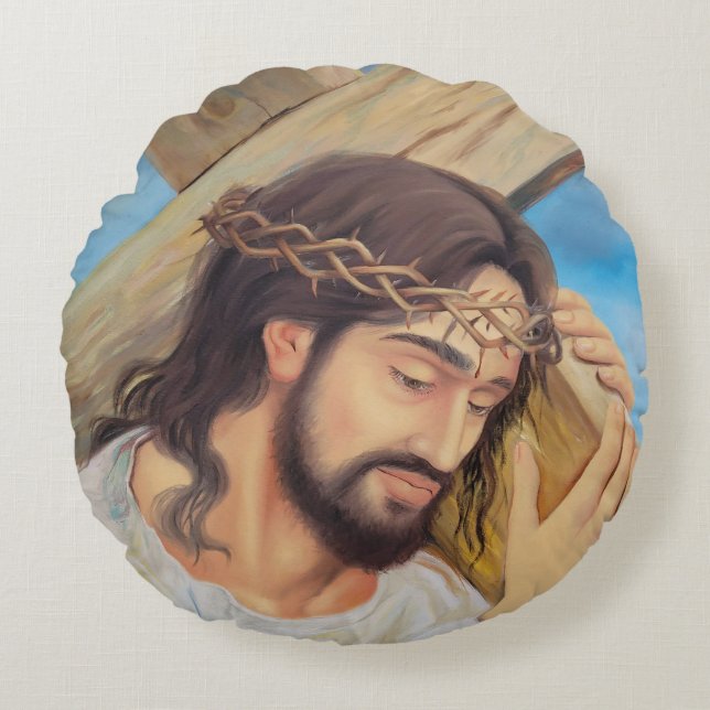 Christlicher Glaube Jesus Christus Rundes Kissen (Vorderseite)