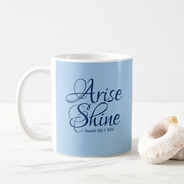 Christlicher Glaube kommt auf und blauer Shine-Bib Kaffeetasse (Mit Donut)