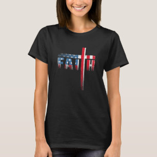 Christlicher Glaube und amerikanische Kreuzflagge  T-Shirt