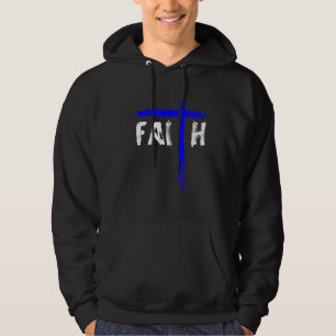 Christlicher Glaube und Polizeibeamte mit blauer L Hoodie