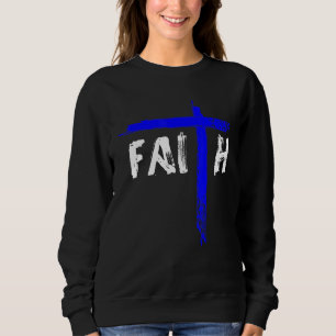 Christlicher Glaube und Polizeibeamte mit blauer L Sweatshirt