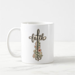 Christlicher Glaubensblumenkreuz-Typografie-Design Kaffeetasse