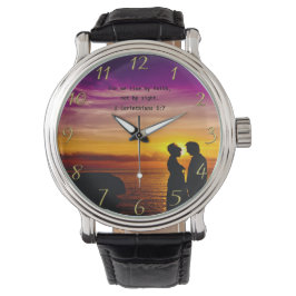 Christlicher Glaubenskreuz mit 2 Korinthesen 5:7 Armbanduhr