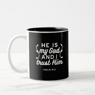 Christlicher Glaubenszitat – Vertraue auf Gott Psa Zweifarbige Tasse