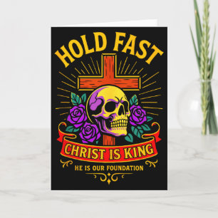Christlicher gotischer Totenkopfkreuz Halte fest J Karte