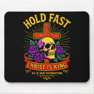 Christlicher gotischer Totenkopfkreuz Halte fest J Mousepad
