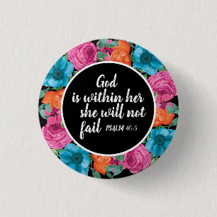 Christlicher Gott ist in ihr Farbige Blumen auf Sc Button