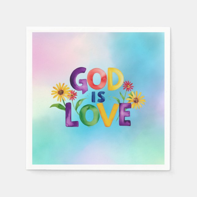 Christlicher Gott ist Liebe farbenfrohe Blume Zita Serviette (Vorderseite)