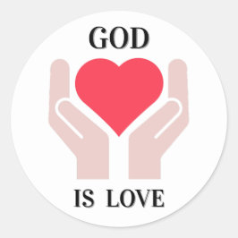 Christlicher Gott ist Liebe Herz & Hände Runder Aufkleber
