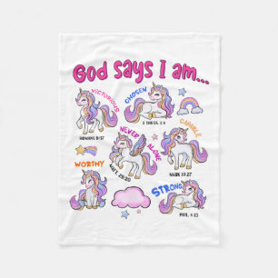 Christlicher Gott sagt, ich sei Unicorn Bibel Vers Fleecedecke