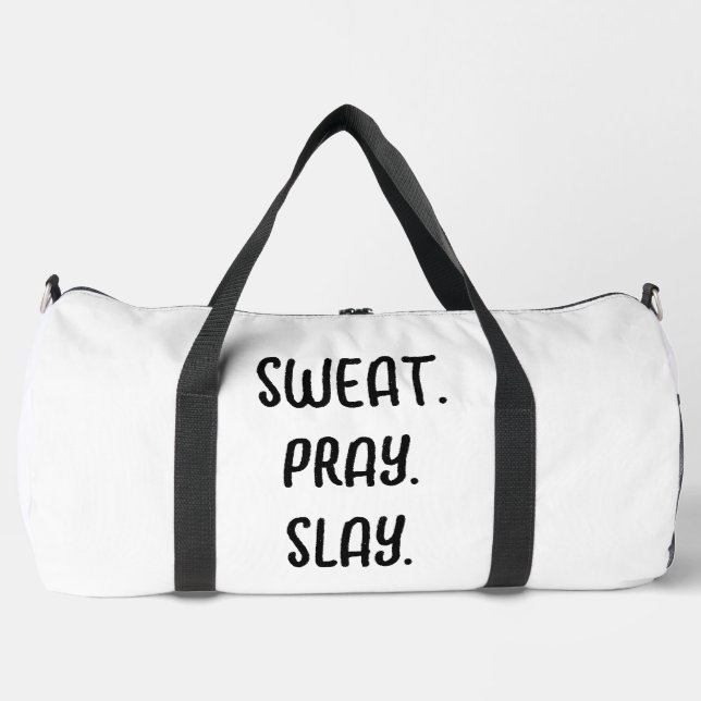 Christlicher Gym Bag Sweat Pray Slay Duffle Bag (Vorderseite)