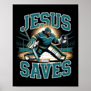 Christlicher Hockey Jesus rettet Hockey-Torhüter H Poster