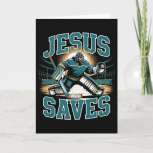 Christlicher Hockey Jesus rettet Torwart Humor Rel Karte
