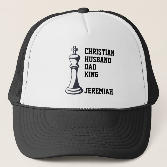 CHRISTLICHER HUSBAND VATER Schach King Truckerkappe (Vorderseite)