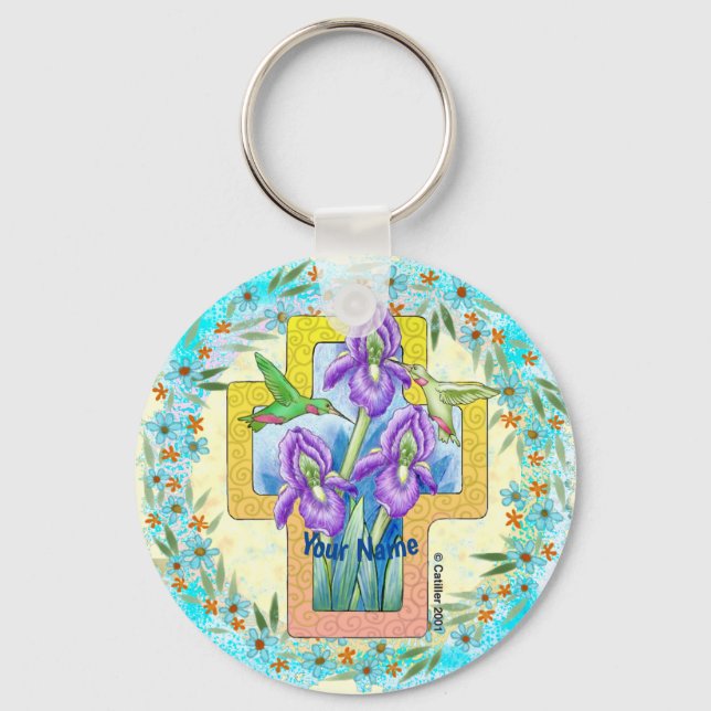 Christlicher Iris Cross Schlüsselanhänger (Vorderseite)