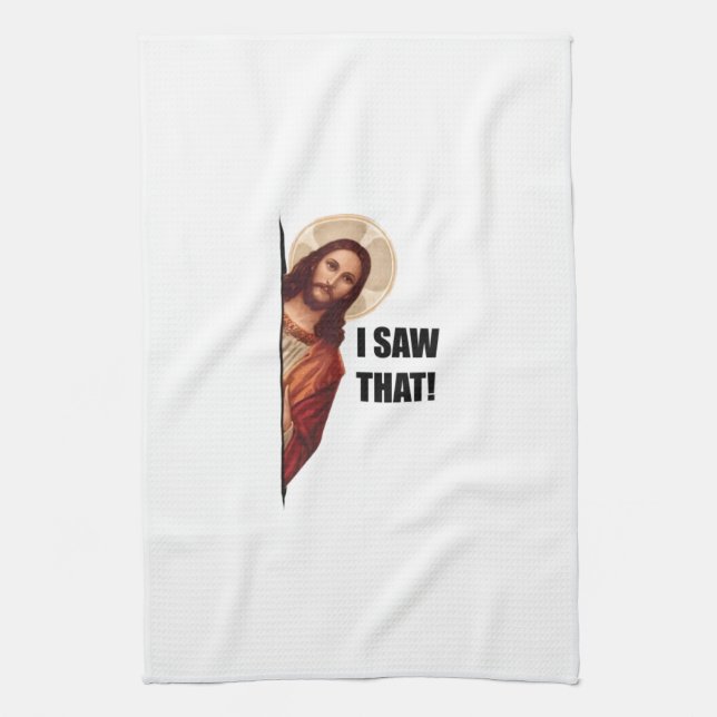 Christlicher Jesus beobachtet dich, Jesus, ich hab Geschirrtuch (Vertikal)