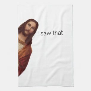 Christlicher Jesus beobachtet dich, Jesus, ich hab Geschirrtuch