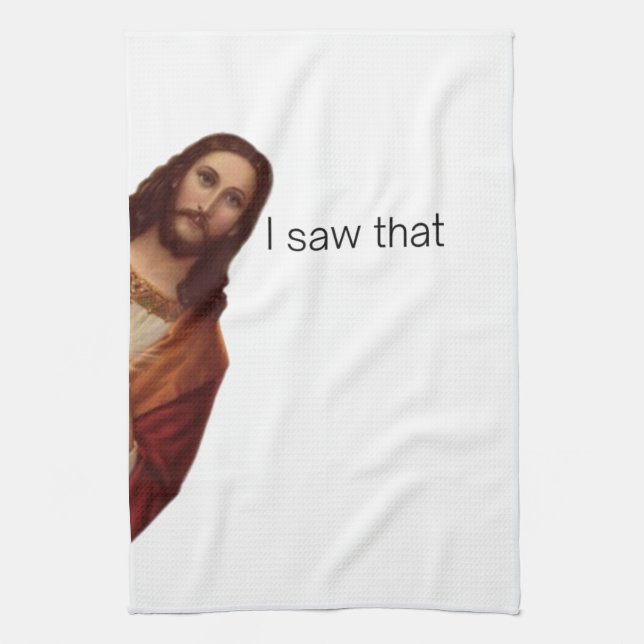 Christlicher Jesus beobachtet dich, Jesus, ich hab Geschirrtuch (Vertikal)