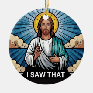 Christlicher Jesus beobachtet dich, Jesus, ich hab Keramik Ornament