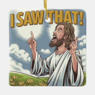 Christlicher Jesus beobachtet dich, Jesus, ich hab Keramikornament