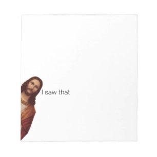 Christlicher Jesus beobachtet dich, Jesus, ich hab Notizblock