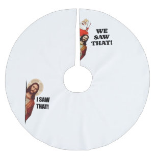 Christlicher Jesus beobachtet dich, Jesus, ich hab Polyester Weihnachtsbaumdecke