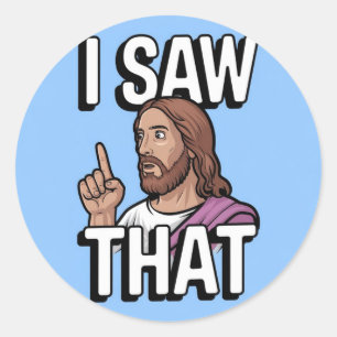 Christlicher Jesus beobachtet dich, Jesus ich sah Runder Aufkleber