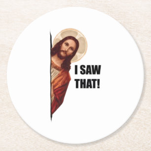 Christlicher Jesus beobachtet dich, Jesus ich sah Runder Pappuntersetzer