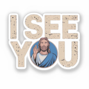 Christlicher Jesus beobachtet dich, Jesus ich sehe Aufkleber