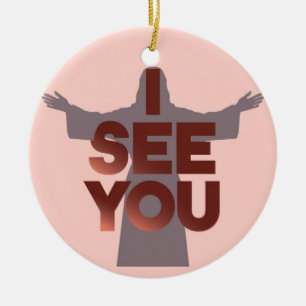 Christlicher Jesus beobachtet dich, Jesus ich sehe Keramik Ornament