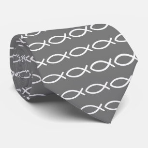 Christlicher Jesus Fish Muster Grau Neck Tie Krawatte
