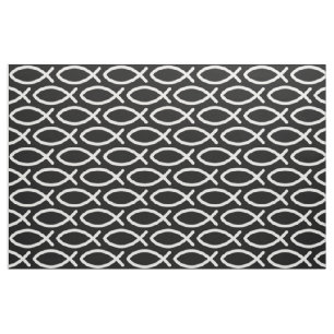 Christlicher Jesus Fish Pattern Schwarz  Stoff