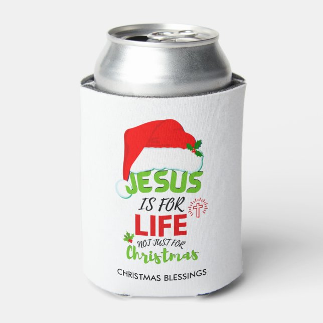 Christlicher JESUS IST NICHT nur zu Weihnachten Dosenkühler (Kanne Vorderseite)