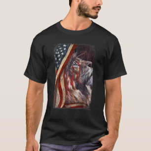 Christlicher Jesus Lion von Juda American Flag Pat T-Shirt