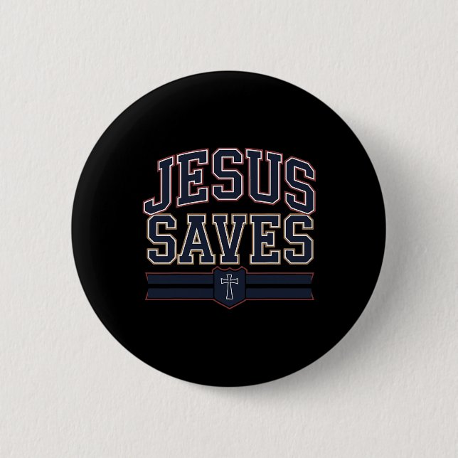Christlicher Jesus rettet Bro Hockey Jugend Junge  Button (Vorderseite)