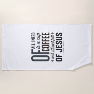 Christlicher Kaffee Jesus Zitat Vintage-Shirt-Desi Strandtuch