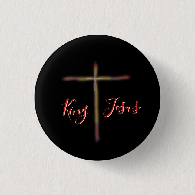 Christlicher König Jesus mit Kreuz Button (Vorderseite)