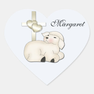 Christlicher Lamm-Kreuz-Aufkleber Herz-Aufkleber