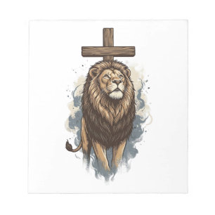 Christlicher Löwe und Kreuz Vintage Notizblock