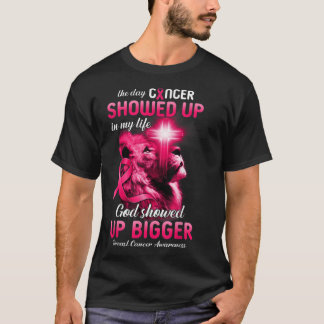 Christlicher Löwenkreuz rosa Ribbon Brustkrebs Awa T-Shirt