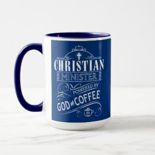 Christlicher Minister, angetrieben durch Gott und Tasse