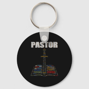 Christlicher Minister Wortwolke Kirche Pastor Schä Schlüsselanhänger