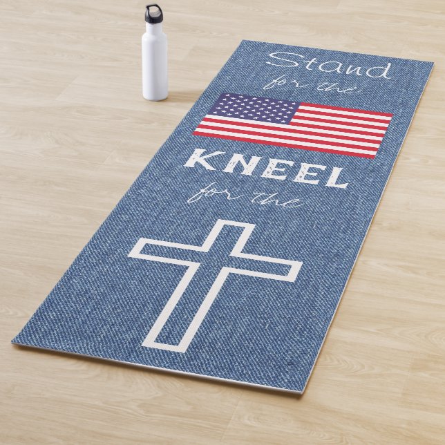 Christlicher Patriot Stand für Flag Kneel Cross Yogamatte (Beispiel)