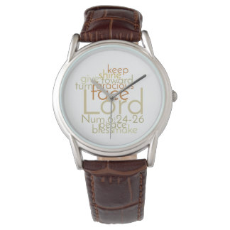 Christlicher Priestersegen der männlichen Lederbeo Armbanduhr
