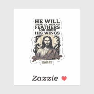 Christlicher Psalm 91_4 Jesus Vintage Gravur Shirt Aufkleber