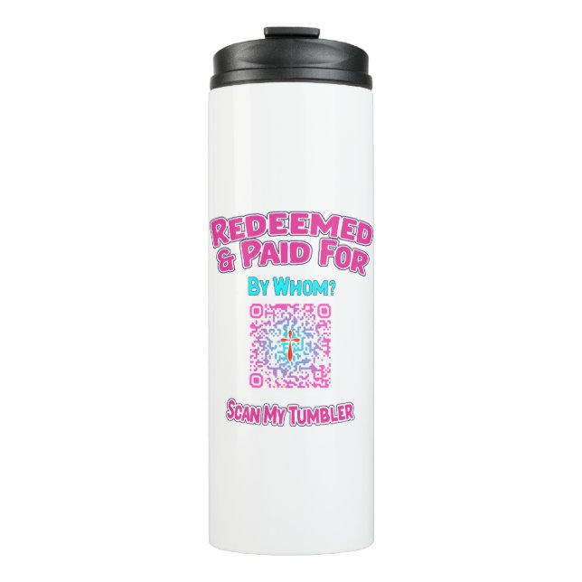 Christlicher QR Code Tumbler eingelöst und bezahlt Thermosbecher (Vorderseite)