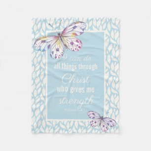 Christlicher Schmetterling Schrift Blau Fleecedecke