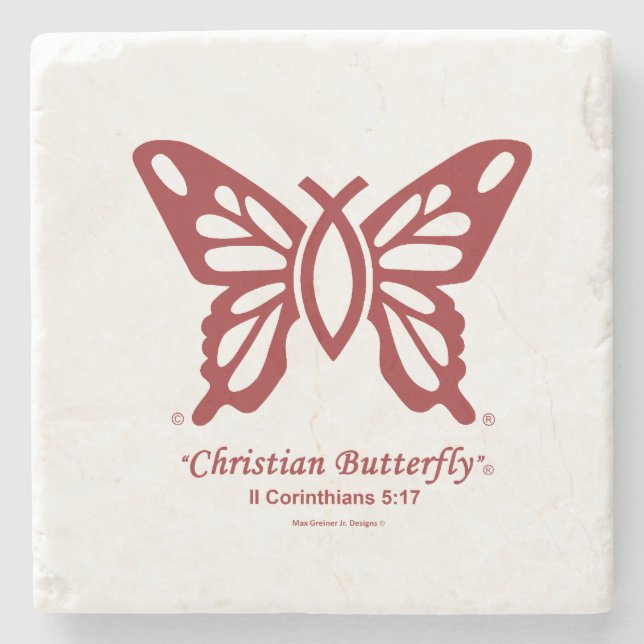 "Christlicher Schmetterlings-" Steinuntersetzer (Vorderseite)
