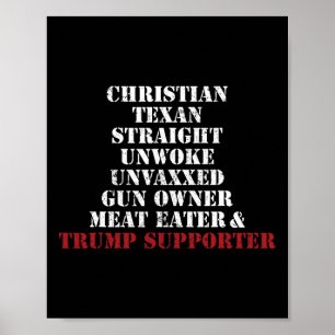 Christlicher Texaner Straight Unwoke Waffenbesitze Poster