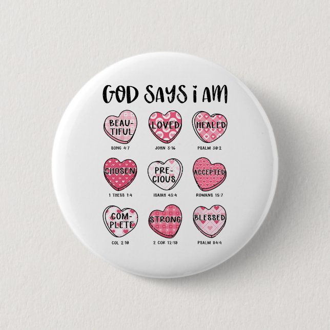 Christlicher Valentingott sagt Bibelverse Herz F Button (Vorderseite)